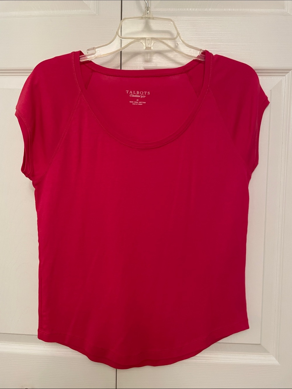 Talbots Hot Pink Short Sleeve T Shirt Medium Pima Cotton